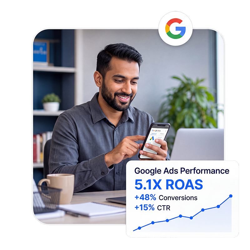 Google Ads keyword and conversion growth results