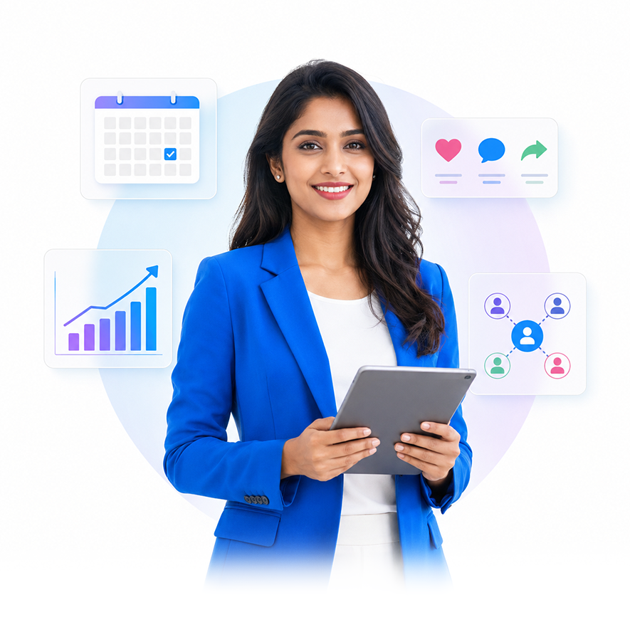 Social media specialist reviewing platform performance reports