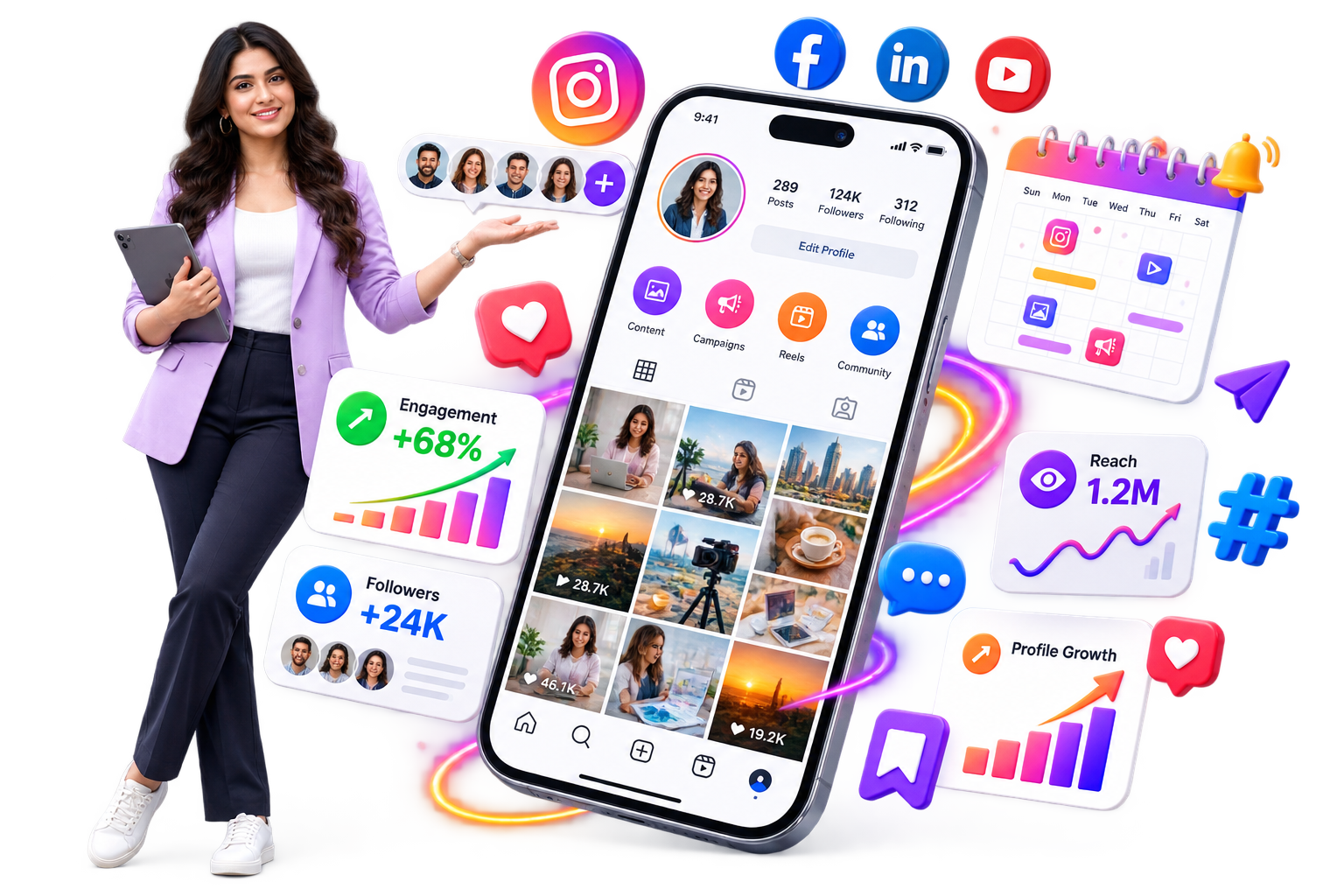 Social media optimization strategy and engagement dashboard